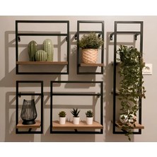 Nergis 5'li Duvar Rafı Seti – Metal Çerçeveli Raf – Modern Duvar Dekor Raf – Mutfak, Salon, Ofis Için Şık Raf Sistemi