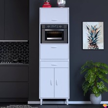 Modilayn VİYA: 60x194.6x56 cm Fırın, Ekmeklik Ve Kiler Dolabı 1 Çekmece, 4 Kapaklı Mutfağınıza Özel