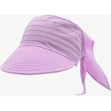 Külah Kadın Safari Bağlamalı Eşarp Siperli Bandana Plaj Şapkası - Mor