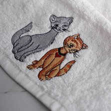 Safari Kedi Nakışlı El Havlusu (30 x 50 Cm)