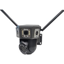 O-Kam 3+3mp Projektörlü Dual Lens Wifi Kamera Siyah Kasa Sirenli 355° Gece Renkli Sd