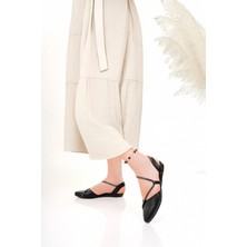 Bulutmod BA04251 Siyah Kadın Yanı Açık Taş Büyük Numara Günlük Babet Ayakkabı - 37