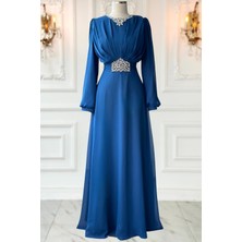 Amine Hüma Faran Abiye Elbise Indigo