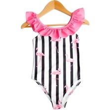 Filamingo Çizgili Askılı Fırfırlı Mayo