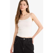DeFacto Fitted U Yaka Fitilli Kaşkorse Beyaz Atlet F7916AX25HS