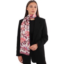 Mürdüm Çiçek Desen Vual Ipek Fular