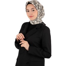 Krem Monogram Ipek Eşarp