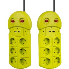 6lı 2 Usbli 1.5 Metre Grup Priz (4767) - BLS8610-2563