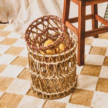 Simple Living Granny Summer Büyük Silindir Dekoratif Sepet - Bej - 25X25 cm