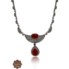 Akik Taşlı Sallantılı Damla Model Markazit Taşlı Gümüş Kadın Gerdanlık 201024271