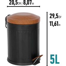 Eforeca Ahşap Vintage Çöp Kovası Çizgili Siyah 5 Lt