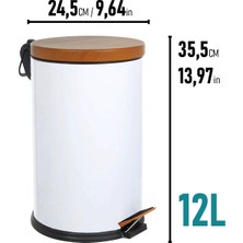 Eforeca Ahşap Pedallı Çöp Kovası Beyaz 12 Lt