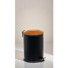 Eforeca Ahşap Vintage Çöp Kovası Çizgili Siyah 12 Lt