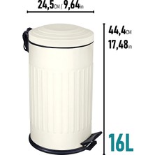 Eforeca Vintage Çöp Kovası Çizgili Krem 16 Lt