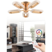 Istanbul Avize Alfa Plafonyer Tavan Gold 5'li Kumandalı 3 Renk LED Lüx Modern Ledli Avize