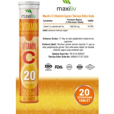 Maxiliv C Vitamini İçeren Takviye Edici Gıda – 20 Efervesan Tablet