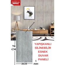 70CMX35CM 1 Adet Kendinden Yapışkanlı Gri Ahşap Desen Sünger Duvar Kağıdı Paneli NW38
