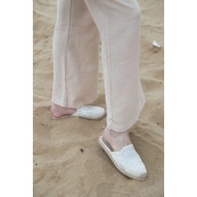 Letafia Pera Taşlı Bej Espadril Terlik