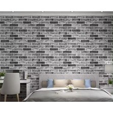 Renkli Duvarlar 70X70CM 1 Adet Yapışkanlı Dekoratif Tuğla Desen Gri Tv Arkası Salon Ofis Duvar Kağıdı Paneli NW169