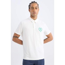 DeFactoFit Standart Fit Polo Yaka Baskılı Sporcu Ağır Kumaş Kısa Kollu Tişört