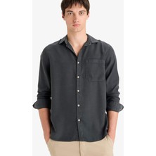 DeFacto Regular Fit Basic Düz Tensel Uzun Kollu Gömlek B2907AX25SP