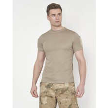 Single Sword Kumaş - Yakasıız Kısa Kol Tişört – Beden: 3XL | Renk: Bej