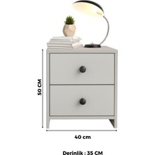 %100 Mdf 2 Çekmeceli Komodin Soft Beyaz