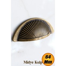Yelken Midye Tas Çanak 64 mm Düğme Eskitme Antiksarı Mobilya Mutfak Dolap Kulpu Kulbu Kulpları.