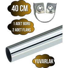 mobilyap Metal Yuvarlak Krom Mobilya Dolap Askı Borusu(Krom)(2 Adet Flanş-1 Adet BORU)(ÇAP:25MM)