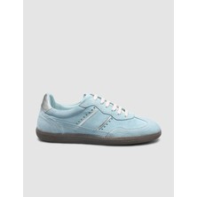 Cabani %100 Hakiki Deri Mavi Süet Bağcıklı Kadın Sneaker