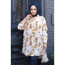 Desenli Hardal Tesettür Gömlek 10546HR