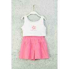 Askılı Bluz ve Şort Kombinli Beli Lastikli 2'li Kız Çocuk Takım