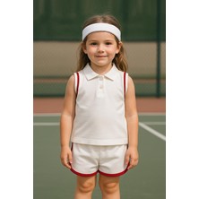 Kız Çocuk Polo Yaka Şerit Detaylı Şortlu Takım - Bordo (3-4 Yaş 8-9 Yaş)