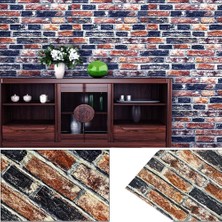 Renkli Duvarlar 70X38CM 3D Lacivert Kiremit Tuğla Desen Kendinden Yapışkanlı Sünger Duvar Paneli Kağıdı