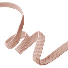 Pudra Renk 12 mm 5 mt Dayanıklı Sert Yassı Elastik Şerit Lastik