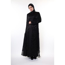 Jessica Kumaş Siyah Desenli Şık Abaya – Tesettür Moda (Sadece Abaya)