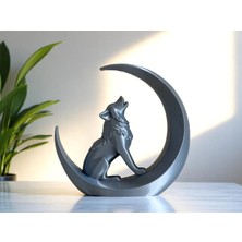 Ayda Uluyan Kurt, 15 cm Uluyan Kurt Biblo, Dekoratif Kurt Figürlü Hediyelik Biblo Gri