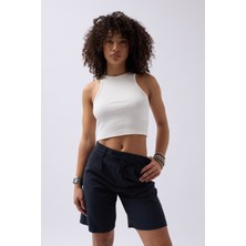 Halter Yaka Beyaz Crop