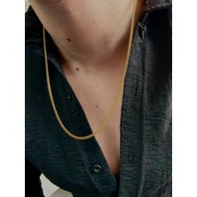 Erkek Gold Paslanmaz Çelik Zincir Kolye Renk Atmaz Solma Yapmaz Unısex Solmaz