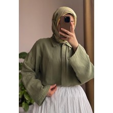Ande Tesettür Classic Müslin Gömlek - Çağla yeşil