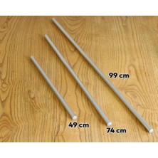 3'lü Oklava Alüminyum Paslanmaz (99-74-49 Cm) Metal Oklava Seti Hamur Açma Aparatı Sofra Mutfak