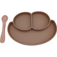 Bebek Vakumlu Mama Tabağı, Kaşığı ve Bardak Seti Silikon Bebek Beslenme Set