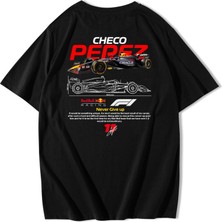 Brz Collection Unisex Oversize Checo Perez F1 T-Shirt Siyah
