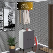 Kenzlife Ayakkabılık Cimcime5 Gribyz 83*060*32 Kapaklı 5 Raflı 15 Çift Ayakkabı Kapasitesi