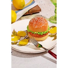 Limon Desenli El Yapımı Seramik Servis Tabak Seti 6 Adet 26 cm