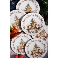 Winterie 6’lı Dijital Baskı Yılbaşı Servis Tabağı Seti – 26 cm