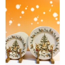 Winterie 6’lı Dijital Baskı Yılbaşı Servis Tabağı Seti – 26 cm