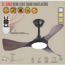 Bern Ledli Tavan Vantilatörü / Ahşap Kasa/ 3 Renk Işık / Cata