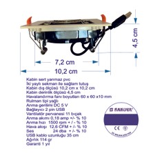 Sakoya 5 V Aspiratör Spot Kabin Havalandırma Aspiratörü Mağaza, Karavan, Asansör, Tekne, Yat Kabini