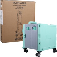 Sunup SN-26966 Katlanabilir Market Pazar Kamp Tekerlekli Alışveriş Arabası 60KG Kapasiteli